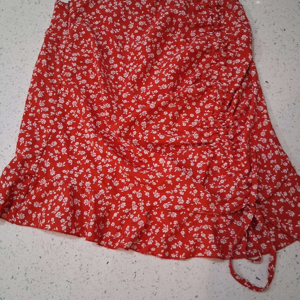 Red Floral Skirt